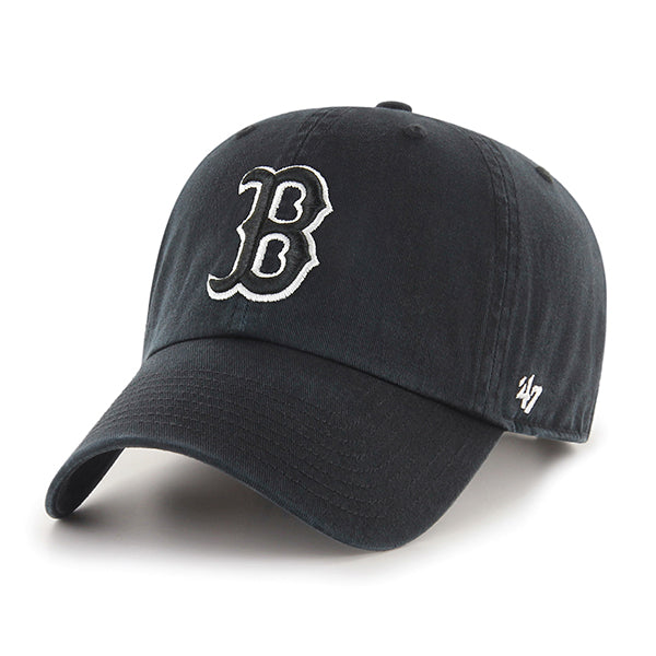47 Brand Boston Red Sox Clean Up Adjustable Hat - Black/Black/Whtout - Front
