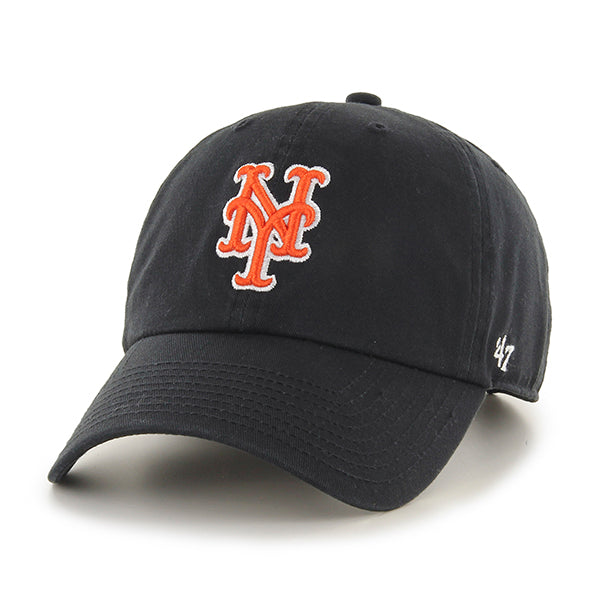 47 Brand New York Mets Clean Up Adjustable Hat - Black/Orange - Front