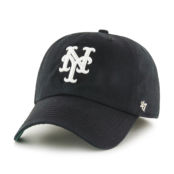47 Brand New York Mets Clean Up Adjustable Hat - Black/White - Front