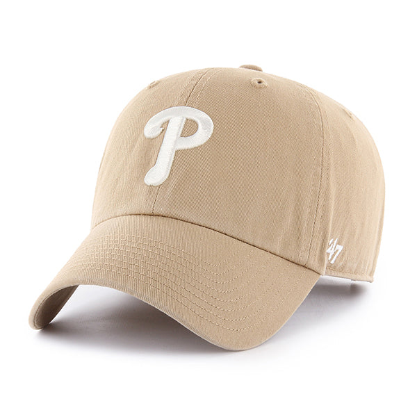 47 Brand Philadelphia Phillies Clean Up Adjustable Hat - Khaki/White - Front