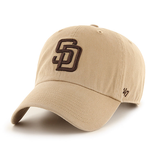 47 Brand San Diego Padres Clean Up Adjustable Hat - Khaki - Front