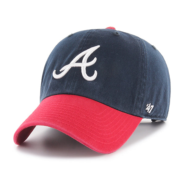 47 Brand Atlanta Braves Clean Up Adjustable Hat - Two-Tone Navy/Red - Front