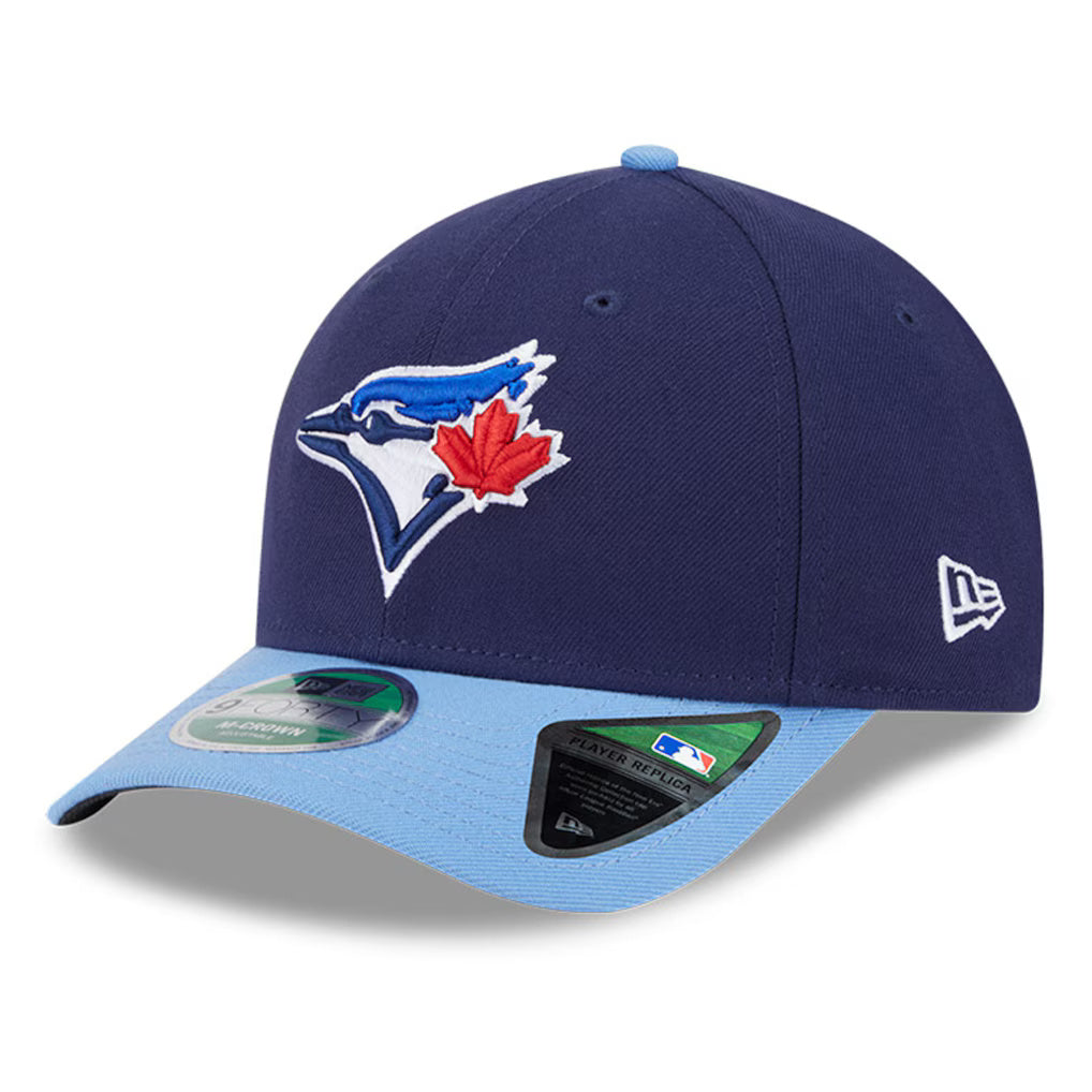 New Era Player Replica Toronto Blue Jays 9FORTY Adjustable Hat - Navy/Powder Blue - Tilted