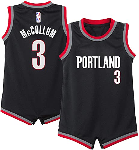 C.J. Mccollum Portland Trail Blazers #3 Black Newborn Infants Icon Edition Romper Jersey (24 Months)