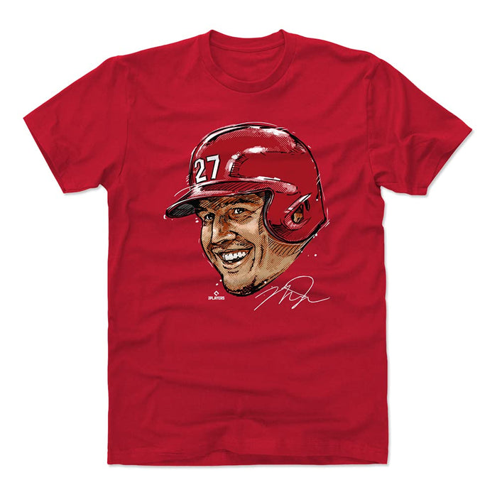 Mike Trout Shirt (Cotton, Small, Red) - Mike Trout Smile WHT