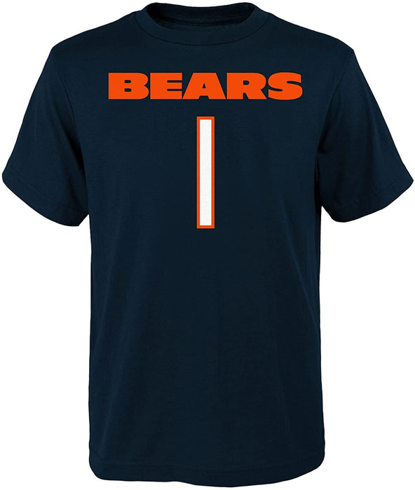Outerstuff Justin Fields Chicago Bears #1 Navy Youth 8-20 Mainliner Name and Number T-Shirt (Large)