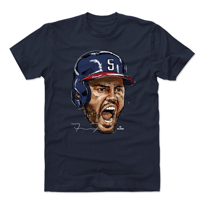 500 LEVEL Freddie Freeman Shirt (Cotton, X-Large, True Navy) - Freddie Freeman Scream WHT