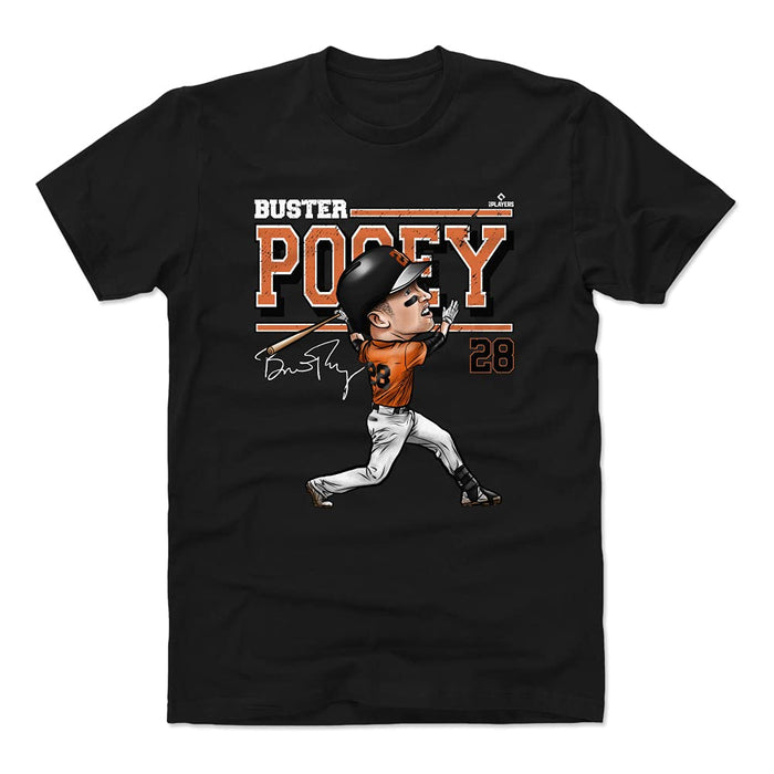 500 LEVEL Buster Posey Shirt (Cotton, Small, Black) - Buster Posey Cartoon WHT