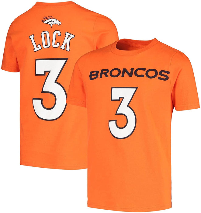 Outerstuff Drew Lock Denver Broncos #3 Orange Kids Youth Mainliner Name and Number T-Shirt (X-Small)