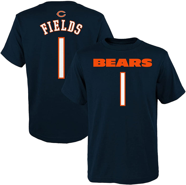 Outerstuff Justin Fields Chicago Bears #1 Navy Youth 8-20 Mainliner Name and Number T-Shirt (Large)
