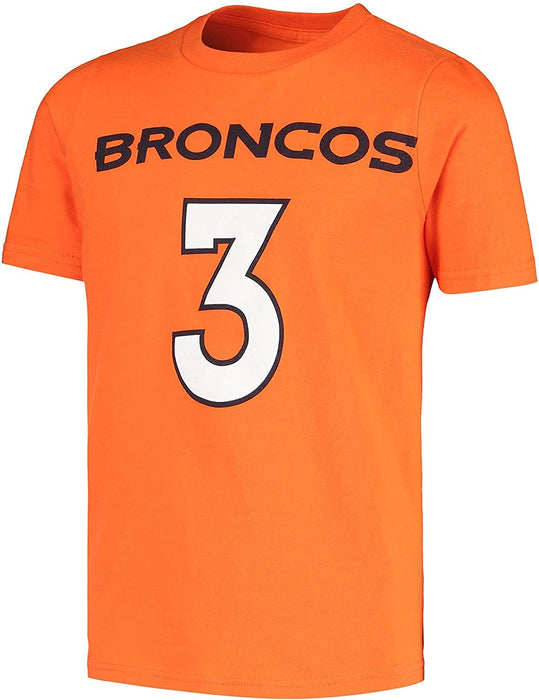 Outerstuff Drew Lock Denver Broncos #3 Orange Kids Youth Mainliner Name and Number T-Shirt (X-Small)