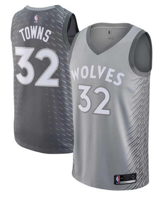 Outerstuff Karl Anthony Towns Minnesota Timberwolves #32 Youth 8-20 Gray City Edition Swingman Jersey (14-16)