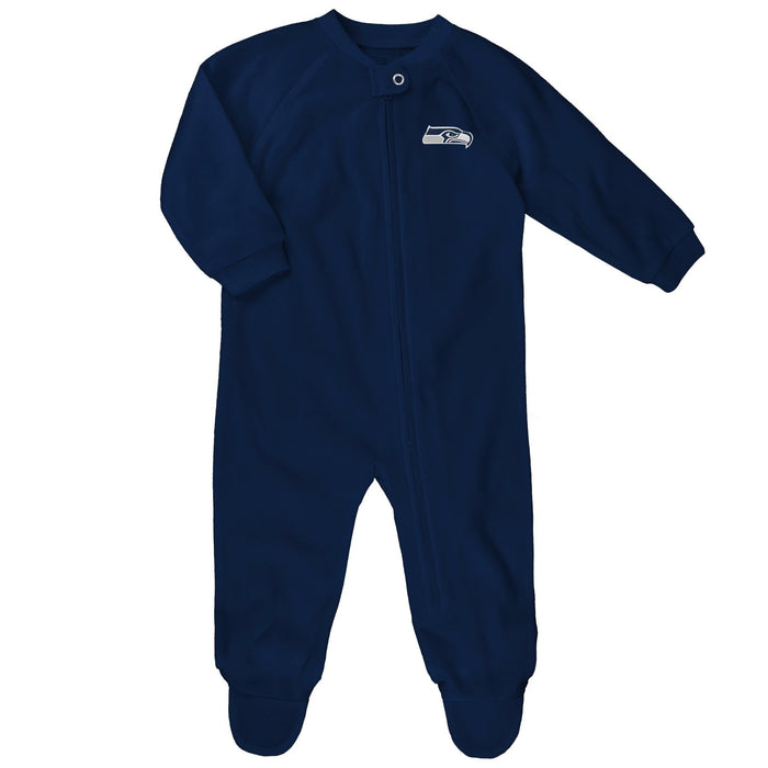 Outerstuff NFL Infant Color Block Blanket Sleeper-Dark Navy-18 Months, Seattle Seahawks