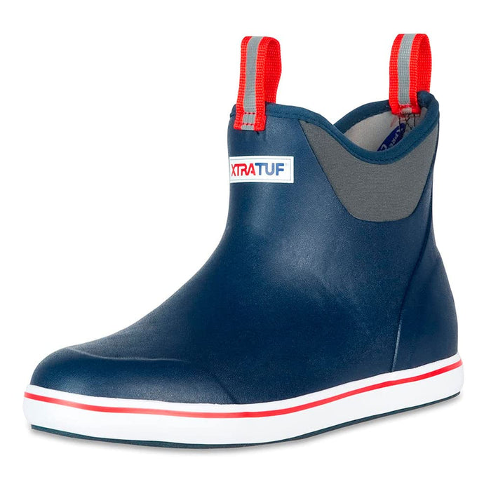 XTRATUF Performance Series 6" Men’s Full Rubber Ankle Deck Boots, Navy & Red (22733), 12