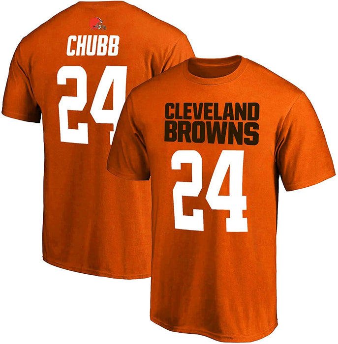 Outerstuff Nick Chubb Cleveland Browns #24 Orange Kids Youth Mainliner Name and Number T-Shirt (Medium)