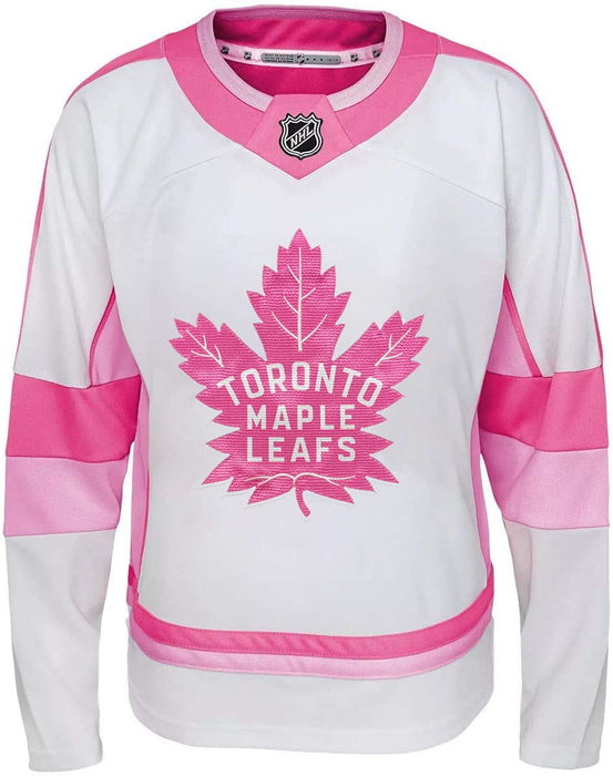 NHL Kids Youth Girls 4-16 White Pink Fashion Premier Player Jersey (Connor McDavid Edmonton Oilers, 7-8)