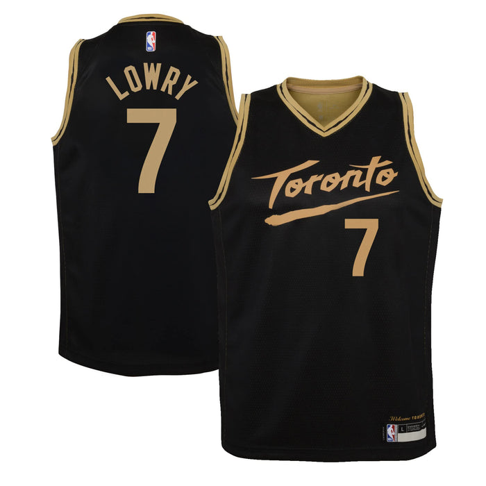 Outerstuff Kyle Lowry Toronto Raptors #7 Kids 4-7 Black Gold 2020/21 City Edition Jersey (4)
