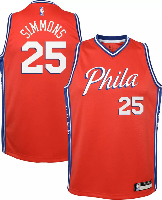 Ben Simmons Philadelphia 76ers #25 Red Kids 4-7 Statement Edition Jersey (4)