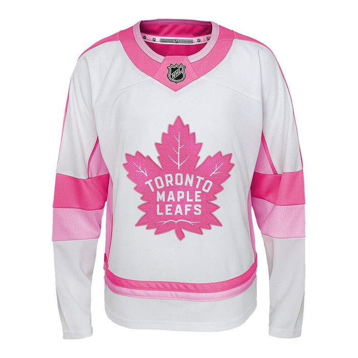 NHL Kids Youth Girls 4-16 White Pink Fashion Premier Player Jersey (Connor McDavid Edmonton Oilers, 7-8)