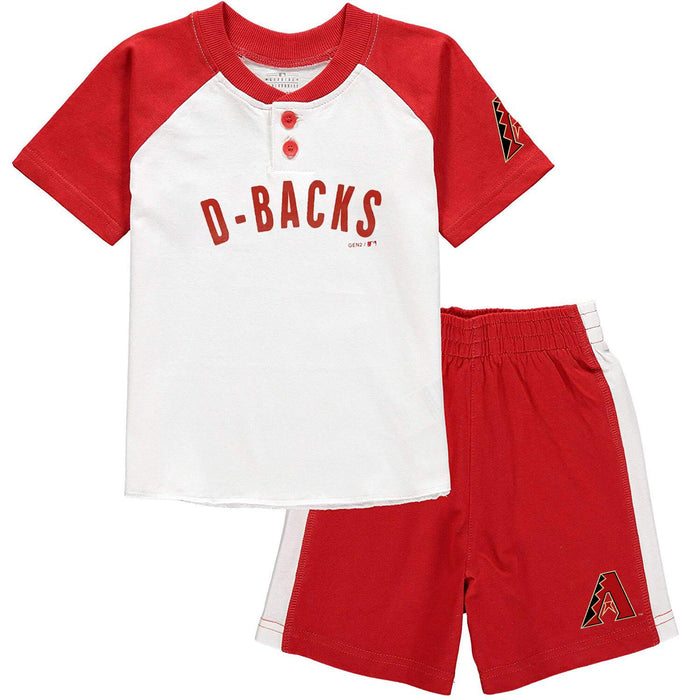Outerstuff MLB Infants Toddler Good Hit Short Sleeve Henley & Shorts Set (18 Months, Baltimore Orioles)