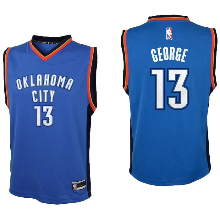 Outerstuff Paul George Oklahoma City Thunder #13 Blue Youth Road Replica Jersey Small 8