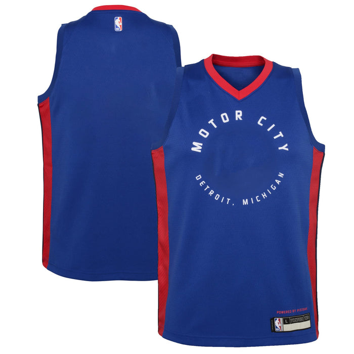 Outerstuff Detroit Pistons Blank Youth 8-20 Blue City Edition Swingman Jersey (8)