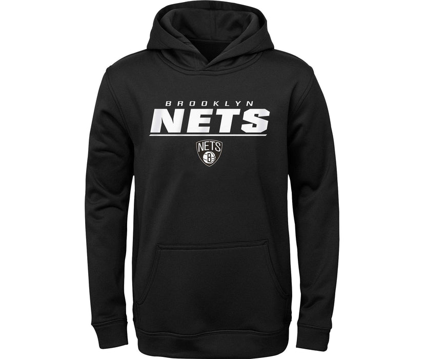 NBA Youth 8-20 Team Color Alternate Static Performance Sweatshirt Pullover Hoodie (Brooklyn Nets Black, 8)