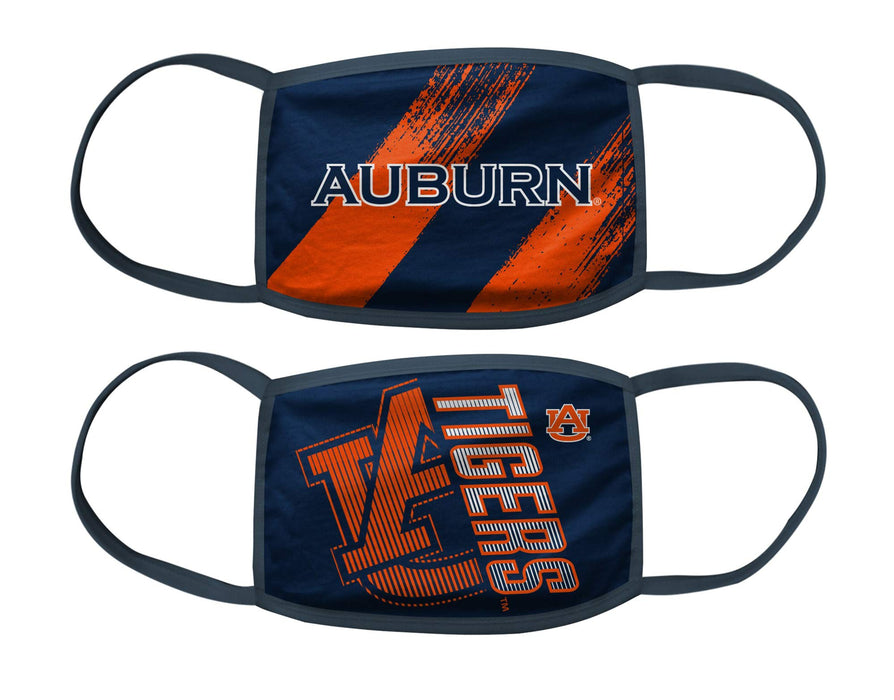 NCAA Kids Youth 4-20 2 Pack Stripe Double Layer Cloth Face Mask (Auburn Tigers, One Size 4-7)