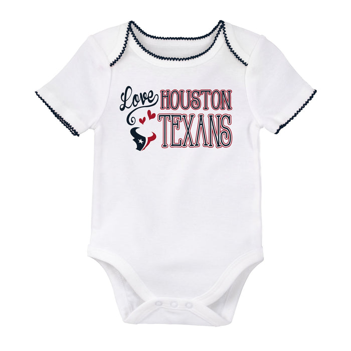 NFL Newborn "Third Quarter" 3 Piece Onesie Set, Houston Texans, Navy/Pink/White, 3 Months