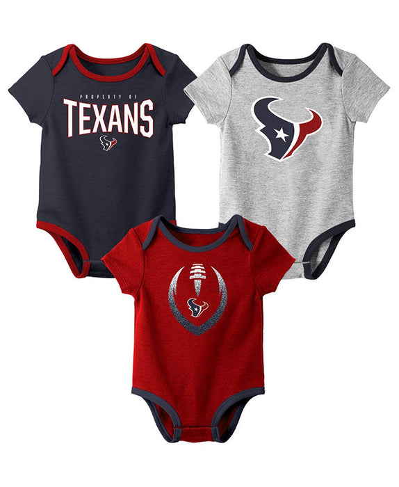 Outerstuff NFL Newborn Infants Nowstalgic Icon 3 Piece Creeper Bodysuit Set (0/3 Months, Houston Texans)