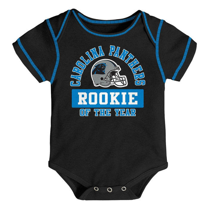 Outerstuff NFL Newborn Infants Newest Fan 3 Piece Creeper Bodysuit Set (18 Months, Carolina Panthers)