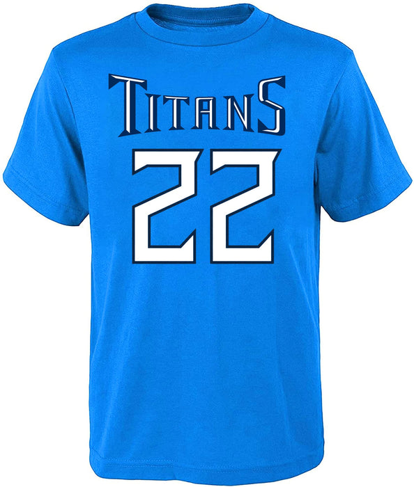 Derrick Henry Tennessee Titans #22 Light Blue Kids Youth Mainliner Name and Number T-Shirt (7)