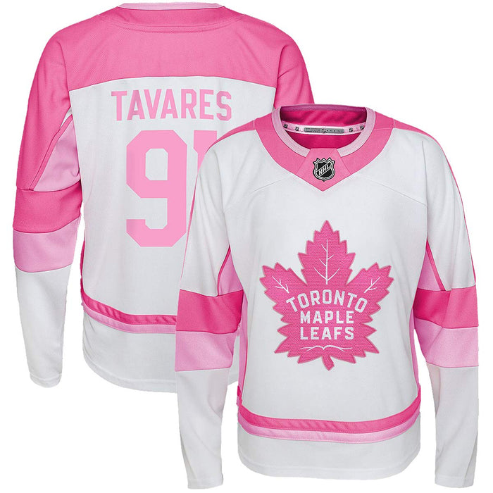 NHL Kids Youth Girls 4-16 White Pink Fashion Premier Player Jersey (Connor McDavid Edmonton Oilers, 7-8)