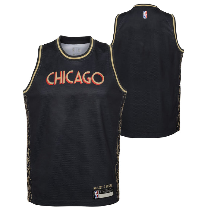 Outerstuff Chicago Bulls Blank Youth 8-20 Black Gold City Edition Swingman Jersey (8)