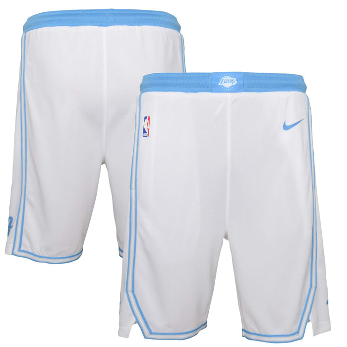 Los Angeles Lakers Youth 8-20 Official Swingman Performance Shorts (Small, Los Angeles Lakers White City Edition Shorts)