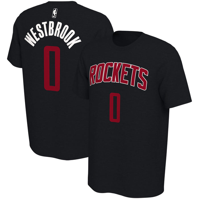 NBA Youth 8-20 Black Dri Fit Cotton Dark Icon Player Name & Number T-Shirt (Youth - Medium, Russell Westbrook Houston Rockets)