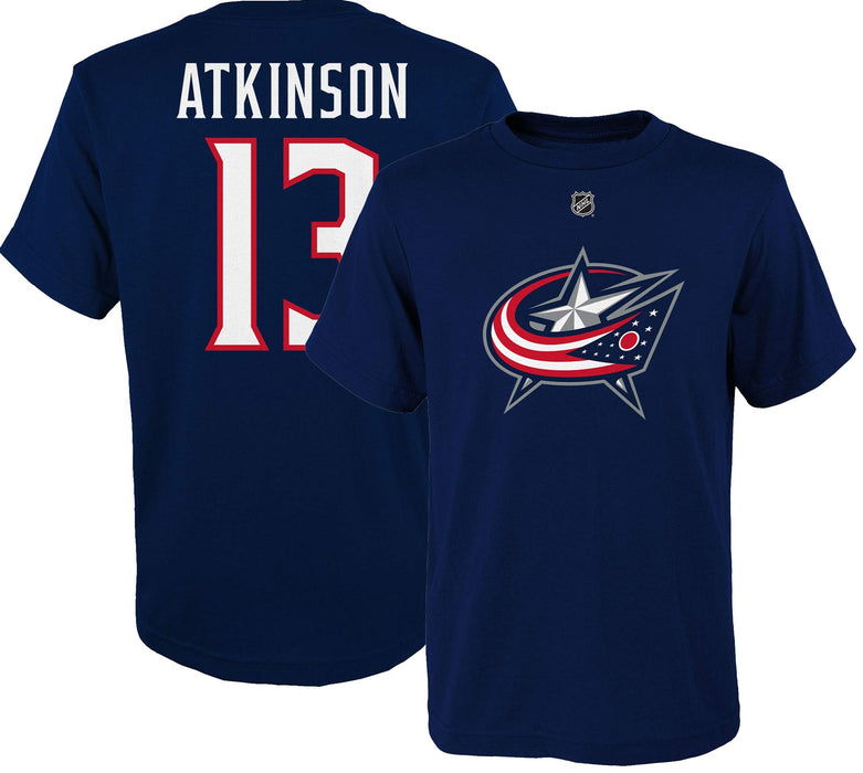 Outerstuff NHL Youth Team Color Player Name and Number Jersey T-Shirt (Cam Atkinson Columbus Blue Jackets Navy, Medium 10/12)