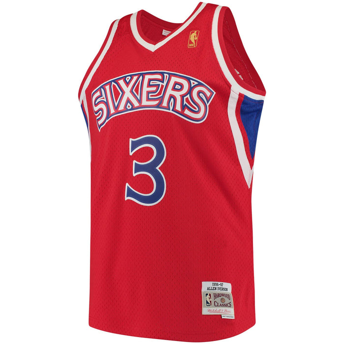 Allen Iverson Philadelphia 76ers #3 Blue Red Youth 8-20 Soul Hardwood Classic Swingman Jersey (8)