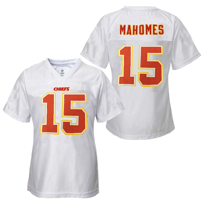 Outerstuff Patrick Mahomes Kansas City Chiefs #15 Youth Girls Sizes 7-16 Player Name & Number Jersey White (Girls Medium 10/12)