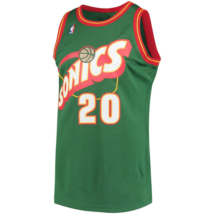 Gary Payton Seattle Supersonics #20 Green Red Youth 8-20 Soul Hardwood Classic Swingman Jersey (8)