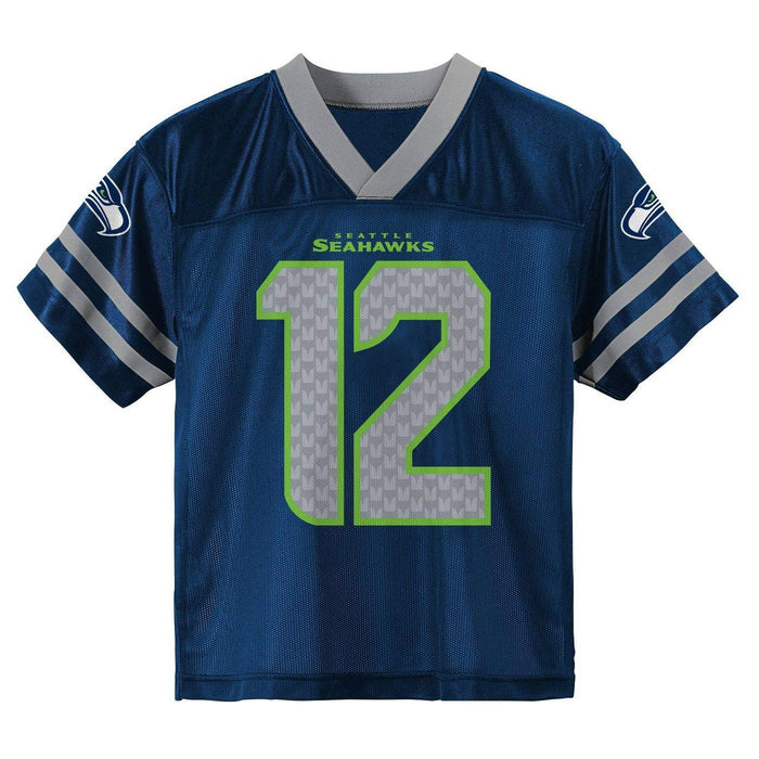 Outerstuff Fan #12 Seattle Seahawks Navy Youth 8-20 Home Player Jersey (Large)