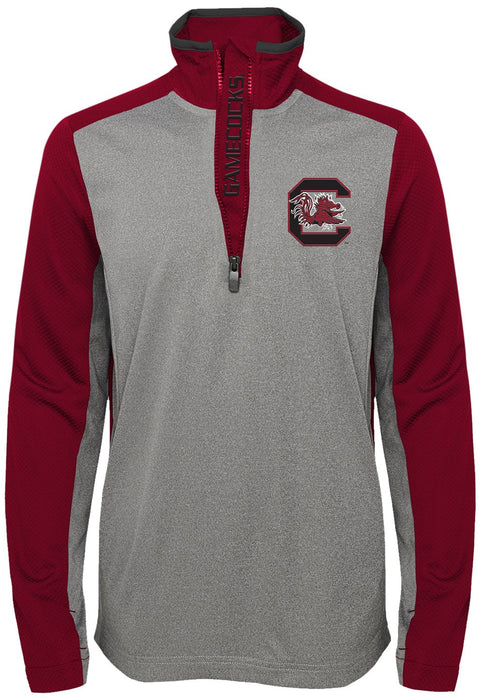 NCAA South Carolina Fighting Gamecocks Boys Outerstuff "Matrix" 1/4 Zip Top, Light Charcoal, Youth X-Large (16-18)