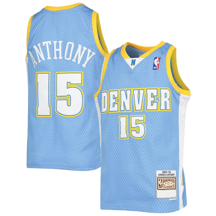 Carmelo Anthony Denver Nuggets #15 Light Blue Youth 8-20 Soul Hardwood Classic Swingman Jersey (8)