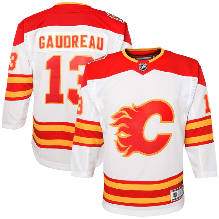 Outerstuff Johnny Gaudreau Calgary Flames Red Yellow #13 Youth 8-20 Alternate Premier Jersey (14-20)