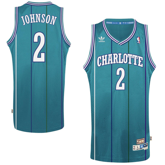 adidas Larry Johnson Charlotte Hornets #2 Teal Youth Hardwood Classic Swingman Jersey (Small 8)