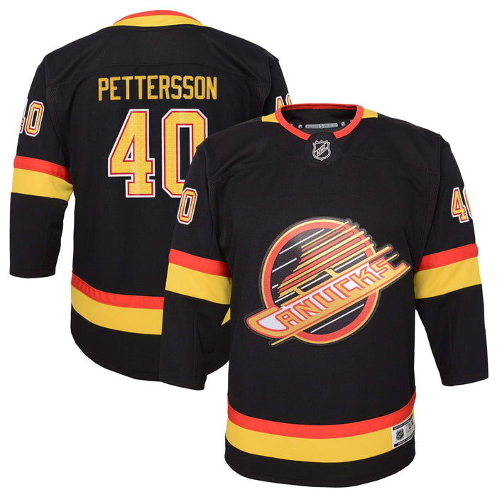 Outerstuff Elias Pettersson Vancouver Canucks Black #40 Kids Youth 4-20 Retro Skate Premier Jersey (8-12)