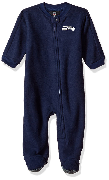 Outerstuff NFL Infant Color Block Blanket Sleeper-Dark Navy-18 Months, Seattle Seahawks