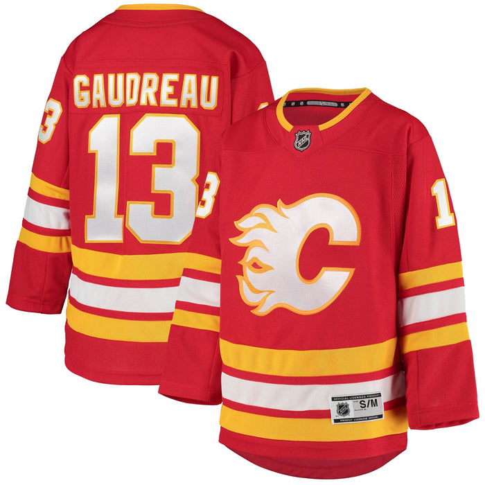 Outerstuff Johnny Gaudreau Calgary Flames Red Yellow #13 Youth 8-20 Alternate Premier Jersey (14-20)