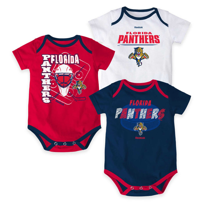 Florida Panthers Newborn Infants 3 Piece 3 Point Spread Creeper Set (24 Months)