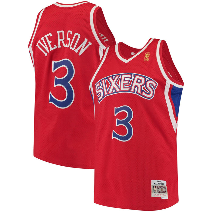 Allen Iverson Philadelphia 76ers #3 Blue Red Youth 8-20 Soul Hardwood Classic Swingman Jersey (8)